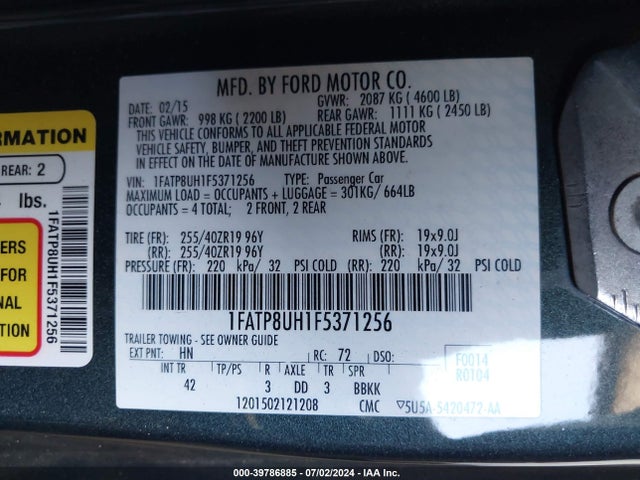 Ford Mustang Ecoboost Premium 2015 1FATP8UH1F5371256 Image 9
