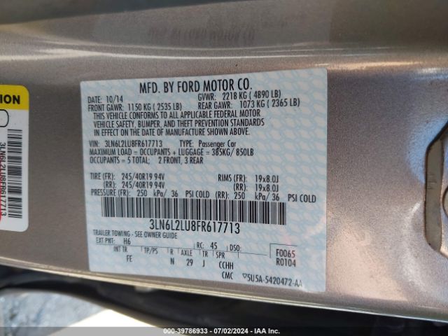 3LN6L2LU8FR617713 Lincoln MKZ HYBRID