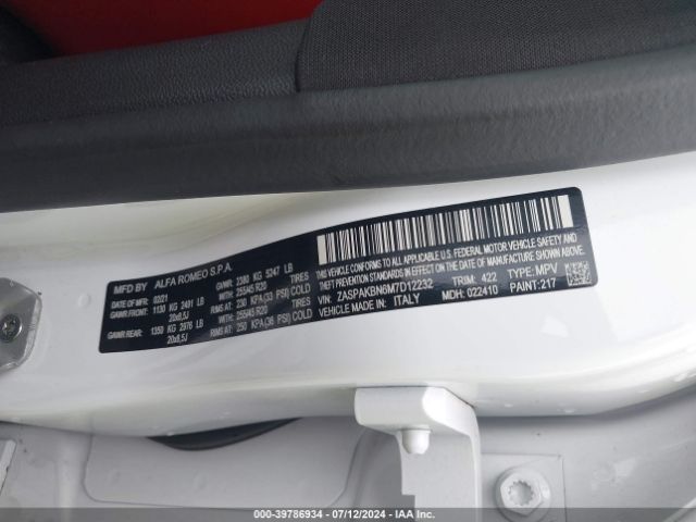 ZASPAKBN6M7D12232 Alfa Romeo Stelvio Ti Sport Awd