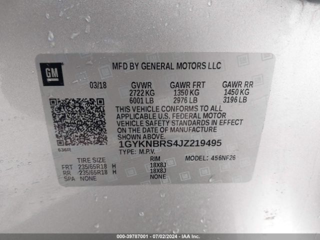 1GYKNBRS4JZ219495 Cadillac Xt5 Standard