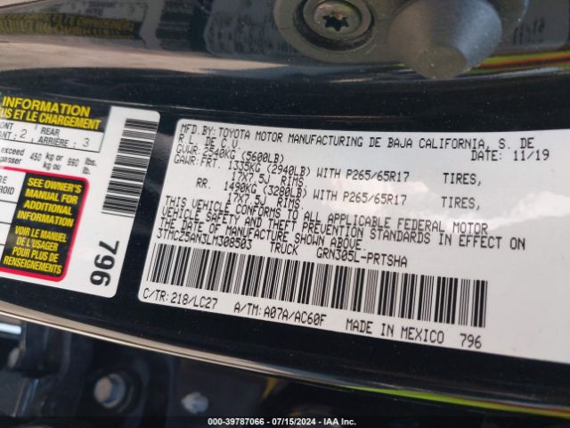 3TMCZ5AN3LM308503 Toyota Tacoma Trd Sport
