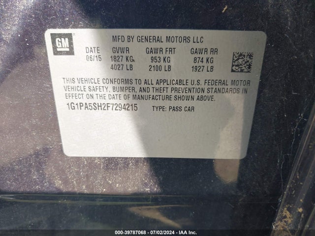 Chevrolet Cruze Ls Auto 2015 1G1PA5SH2F7294215 Image 9