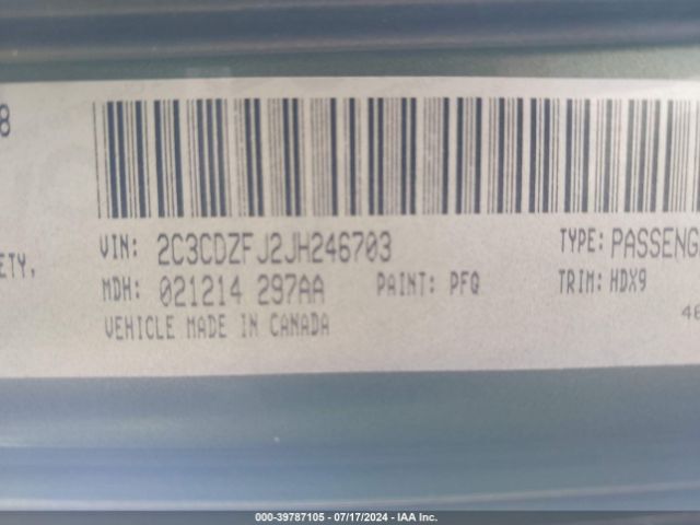 2C3CDZFJ2JH246703 Dodge Challenger R/t Scat Pack