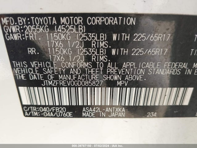 Toyota RAV4 LE 2016 JTMZFREV0GD085827 Image 9