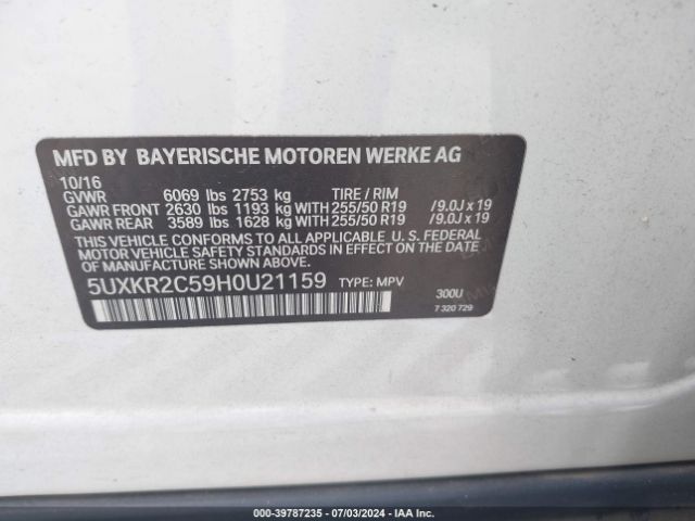 5UXKR2C59H0U21159 BMW X5 Sdrive35i