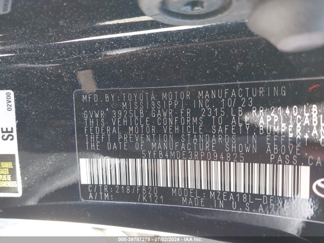Toyota COROLLA LE 2024 5YFB4MDE3RP094825 Image 9