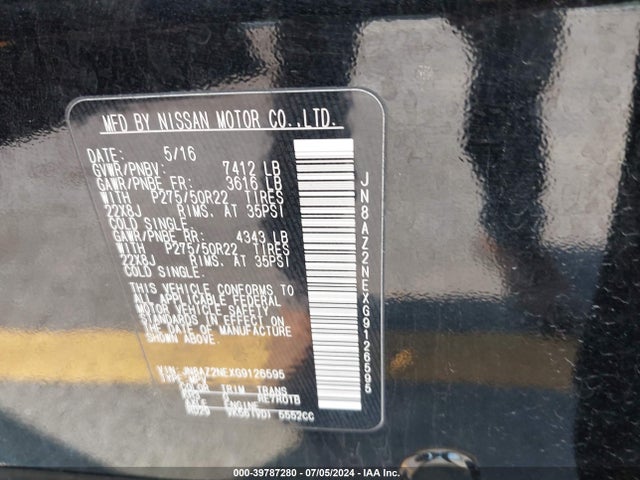 Infiniti QX80 2016 JN8AZ2NEXG9126595 Image 9