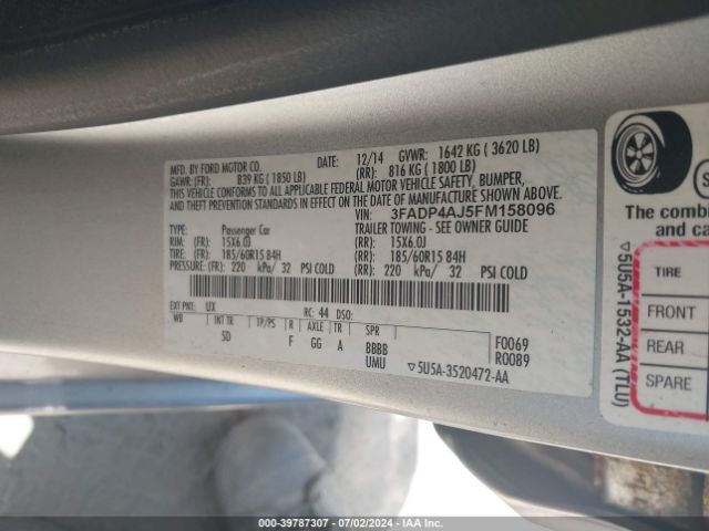 3FADP4AJ5FM158096 Ford FIESTA S
