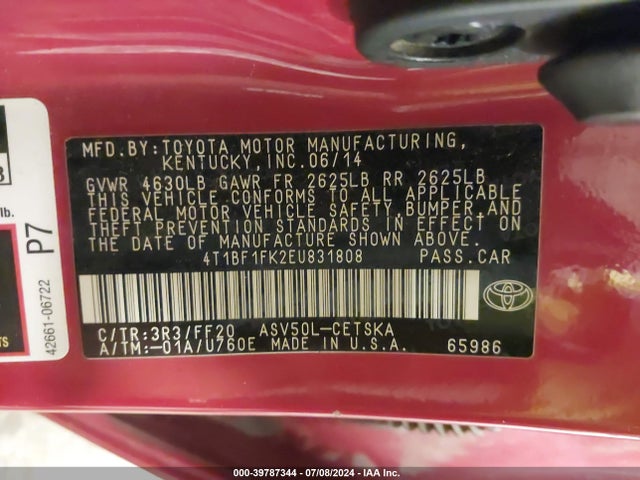 Toyota CAMRY SE 2014 4T1BF1FK2EU831808 Image 9
