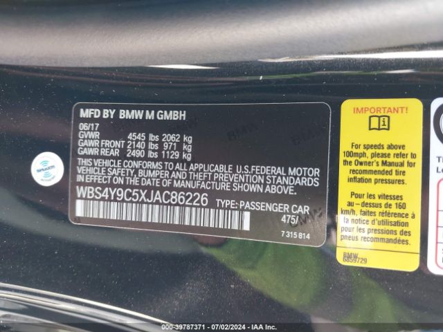 WBS4Y9C5XJAC86226 BMW M4