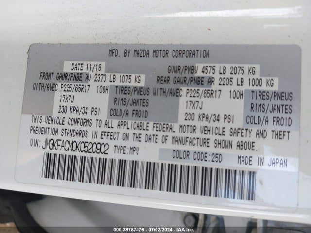Mazda Cx-5 Touring 2019 JM3KFACM0K0520902 Image 9