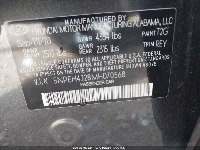 5NPEH4J28MH070568 Hyundai Sonata Limited