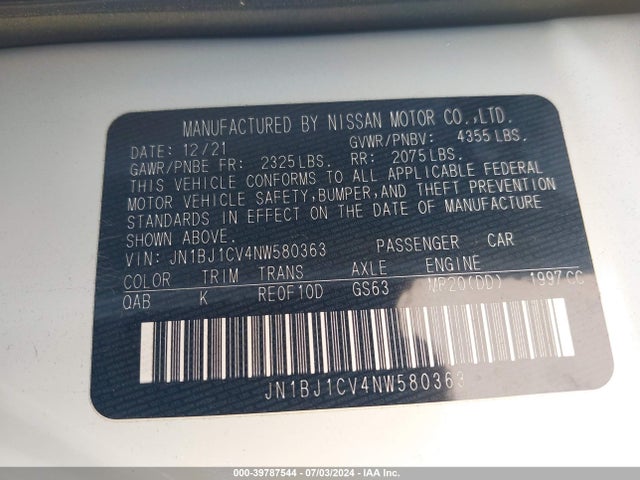 JN1BJ1CV4NW580363 Nissan Rogue Sport Sl Fwd Xtronic Cvt