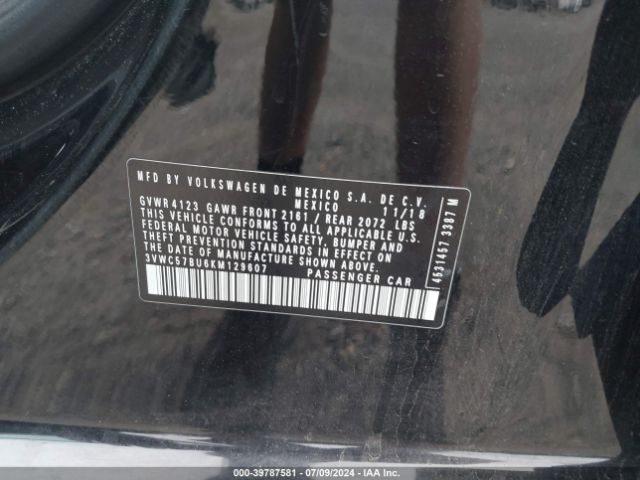 3VWC57BU6KM129607 Volkswagen Jetta 1.4t R-line/1.4t S/1.4t Se
