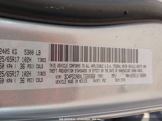 3C4PDCABXLT220368 Dodge Journey Se Value