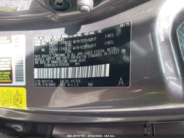Toyota Sienna Le 8 Passenger 2015 5TDKK3DC4FS628366 Image 9