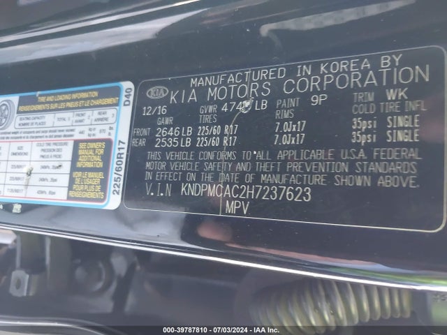 KIA Sportage Lx 2017 KNDPMCAC2H7237623 Image 9