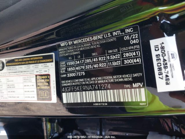 4JGFF5KE9NA741274 Mercedes-Benz Gls 450 4matic