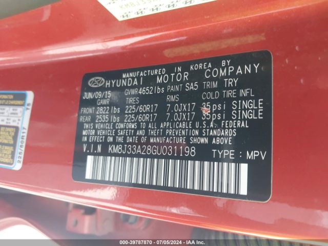 KM8J33A28GU031198 Hyundai Tucson Eco