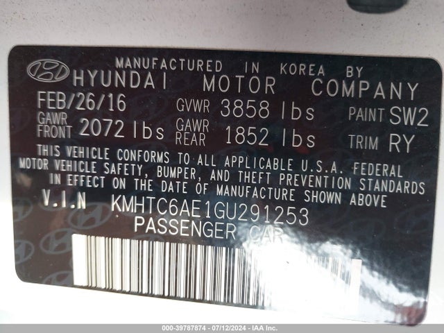 Hyundai Veloster Turbo 2016 KMHTC6AE1GU291253 Image 9