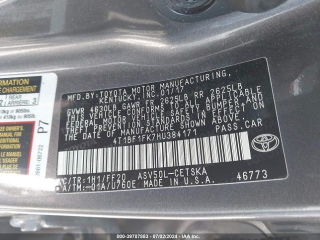 4T1BF1FK7HU384171 Toyota CAMRY SE