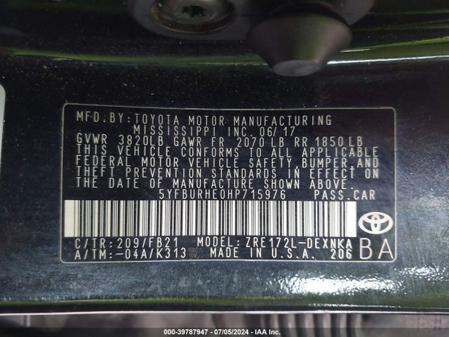 Toyota COROLLA LE 2017 5YFBURHE0HP715976 Image 9