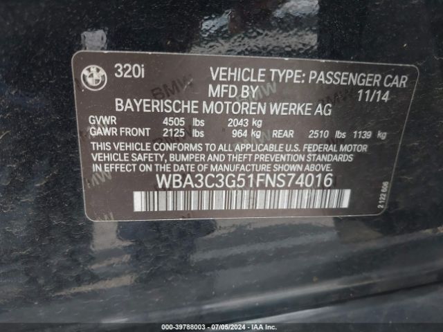WBA3C3G51FNS74016 BMW 320i Xdrive