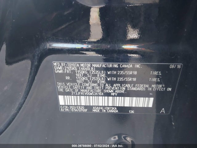 Toyota RAV4 SE 2016 2T3JFREV0GW534164 Image 9