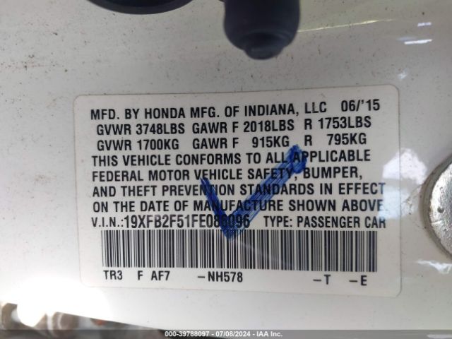 19XFB2F51FE086096 Honda Civic Lx