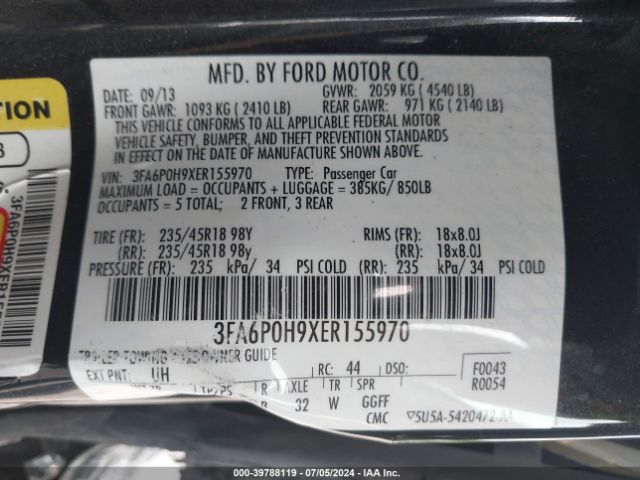 3FA6P0H9XER155970 Ford FUSION SE