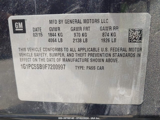 Chevrolet Cruze 1lt Auto 2015 1G1PC5SB9F7200997 Image 9