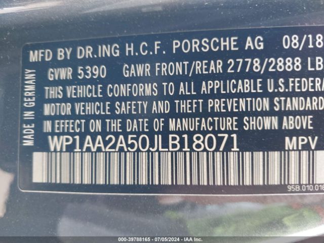 WP1AA2A50JLB18071 Porsche Macan