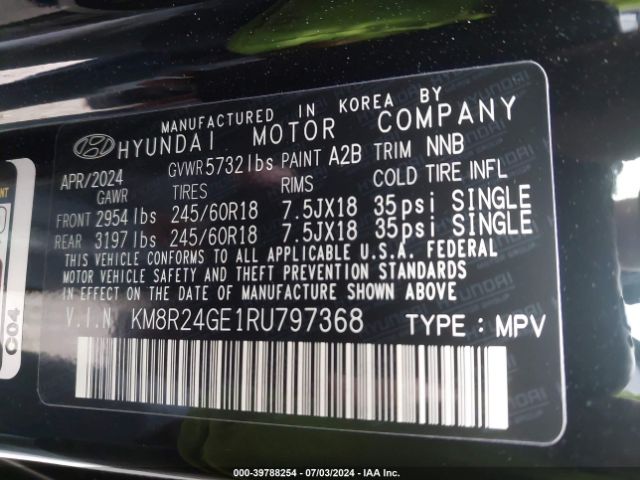 KM8R24GE1RU797368 Hyundai Palisade Sel