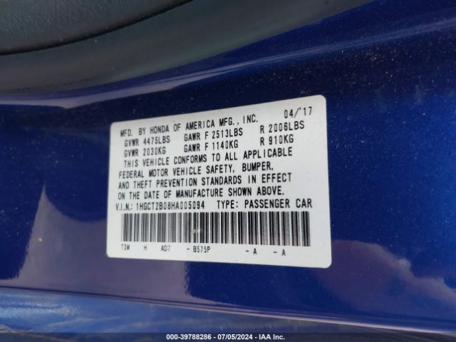 1HGCT2B08HA005094 Honda Accord Touring V6