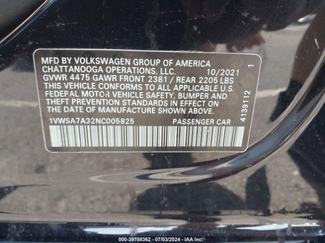1VWSA7A32NC005825 Volkswagen Passat 2.0t Se
