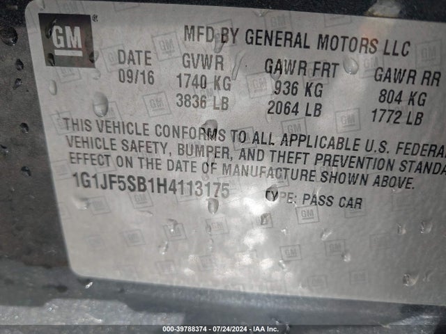 Chevrolet Sonic Premier Auto 2017 1G1JF5SB1H4113175 Image 9