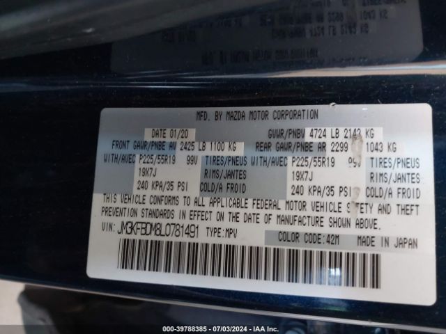 JM3KFBDM8L0781491 Mazda Cx-5 Grand Touring