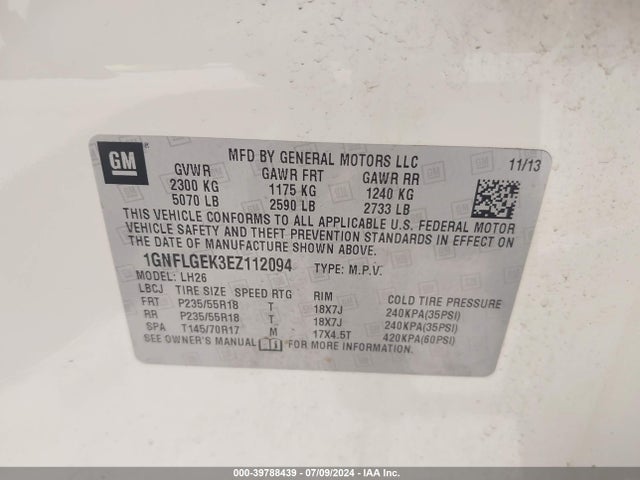 Chevrolet Equinox 2lt 2014 1GNFLGEK3EZ112094 Image 9