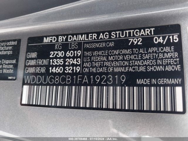 WDDUG8CB1FA192319 Mercedes-Benz S 550