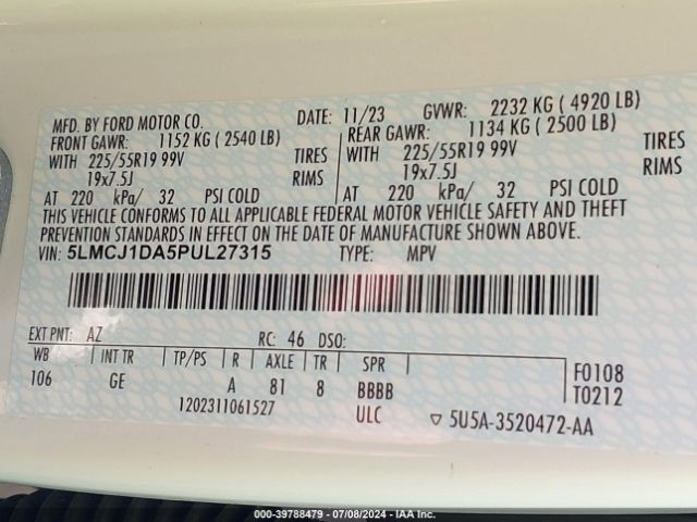 5LMCJ1DA5PUL27315 Lincoln Corsair Standard