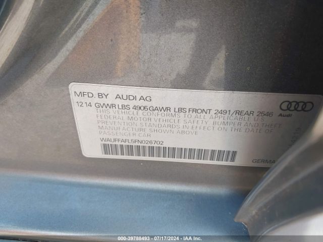 WAUFFAFL5FN026702 Audi A4 2.0t Premium