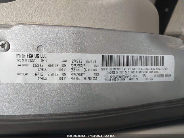 Dodge Grand Caravan Sxt 2017 2C4RDGCG8HR867242 Image 9