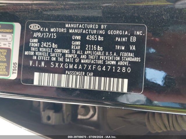 KIA Optima Lx 2015 5XXGM4A7XFG471280 Image 9