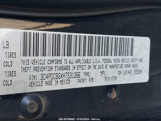 3C4PDCBGXHT531266 Dodge Journey Sxt