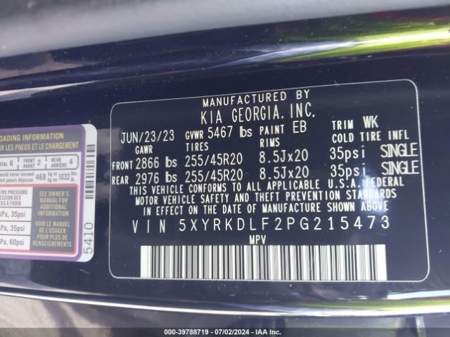 5XYRKDLF2PG215473 KIA Sorento X-line Sx Prestige