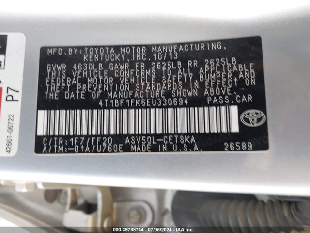 Toyota CAMRY SE 2014 4T1BF1FK6EU330694 Image 9