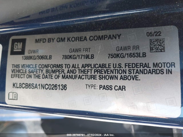 Chevrolet Spark Fwd Ls Automatic 2022 KL8CB6SA1NC026136 Image 9