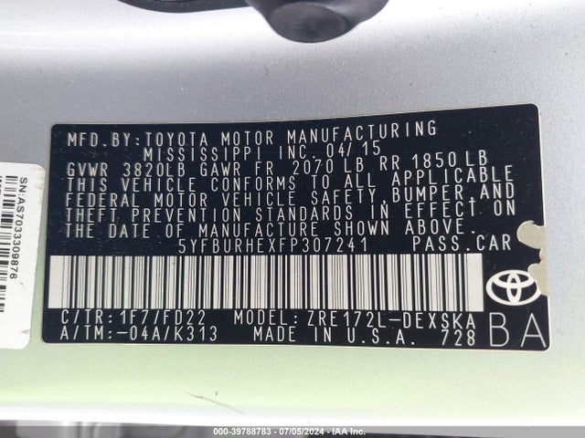 Toyota Corolla S 2015 5YFBURHEXFP307241 Image 9
