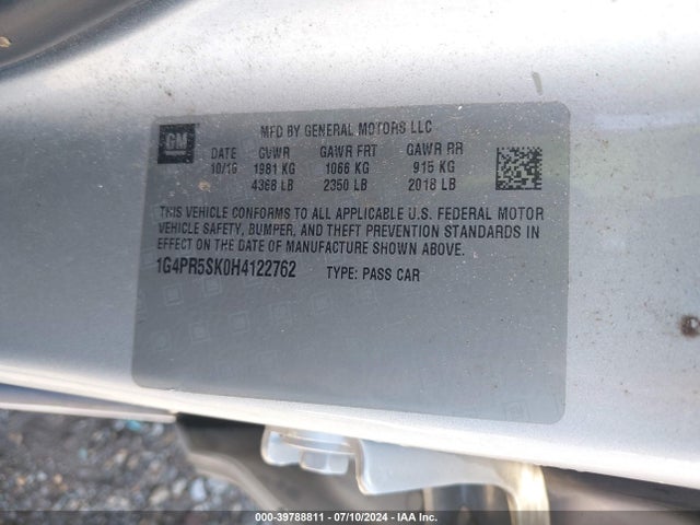 1G4PR5SK0H4122762 Buick Verano Sport Touring