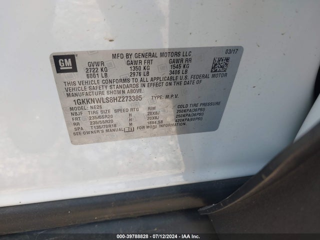 1GKKNWLS8HZ273385 GMC Acadia Slt-2